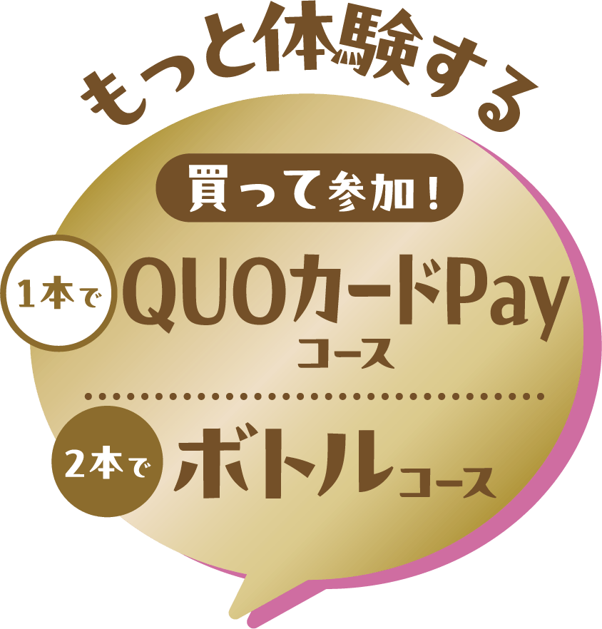 もっと体験する 買って参加！ QUOカードPayコース ボトルコース